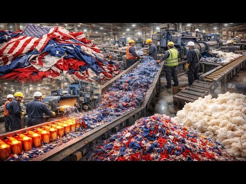 Inside Flag Recycling Factory 😱 Full Processing from Old Flags to New Materials Factory Production