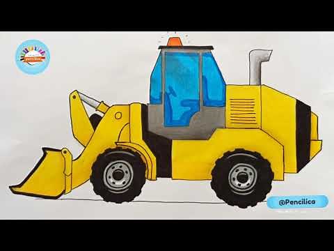 How to draw a Loader easy / Front End Loader Drawing tutorial wheel Loader drawing tutorial for kids