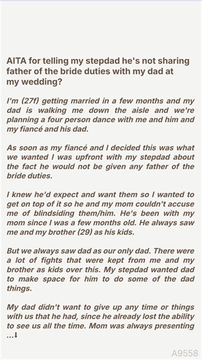AITA  for telling  my stepdad he's not  烙 sharing father of the bride duties  with my dad at my wedding?  * | Diane Seanna | Facebook
