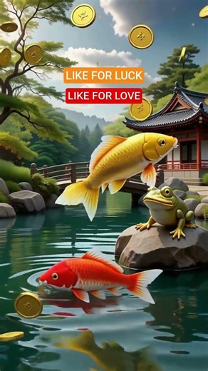 Luck Love Fisch Gold Frog Coin LUCKY Lake Caro Swimming AI