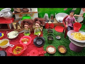 Doll cartoon kitchen set/gaadi wala cartoon mini kitchen set/Toy's lovers /mini Barbie kitchen set15
