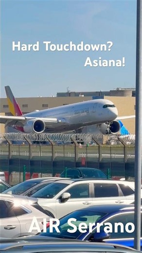 😱 HARD Touchdown! Asiana Airlines A350 Slams Onto Heathrow Runway ✈️🔥 #airbusa350 #plane #heathrow