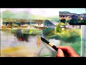 Charming Old Village Watercolor Landscape | Step-by-Step Painting Tutorial