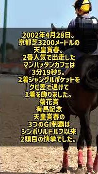 Manhattan Cafe, a son of Sunday Silence, won three consecutive Grade I races in 2002: the Tenno S...
