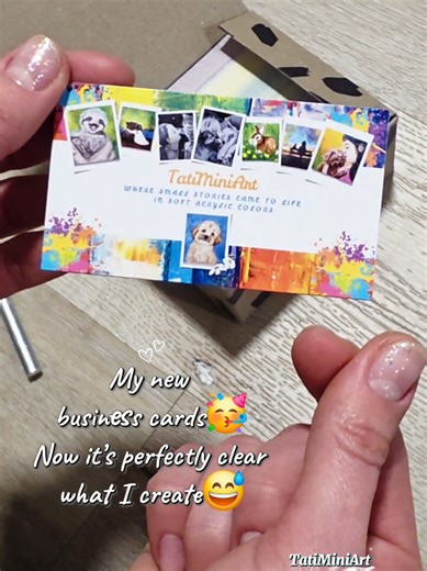 Created my business cards in Canva and got them printed. I recommend it 👍 #miniart #artprocess #handmadeart #tatiminiart #paintingart