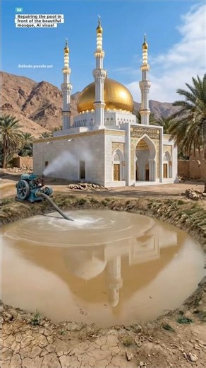 Repairing the pool in front of the beautiful mosque🕋, Ai #shorts #adindapuzzle