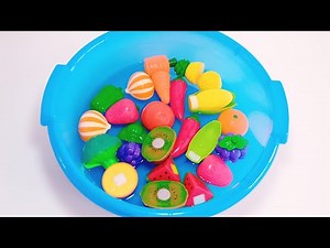 Μαθαίνω τα φρούτα και τα λαχανικά/μπλέ λεκάνη/easy way to learn fruits&vegetables