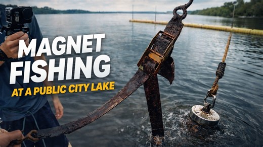 What turns up when magnet fishing a busy city lake