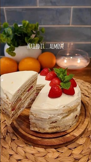 Made the Ultimate Orange & Strawberry Crepe Cake! 🥞🍓🍊