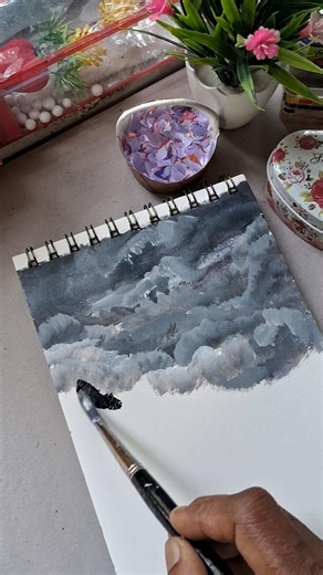 മഴ ഇത്തിരി കുറഞ്ഞുപോയി 😊🎨Rainyday acrylics painting #artisticchannel #painting #art #roseworld 🌧️🌧️