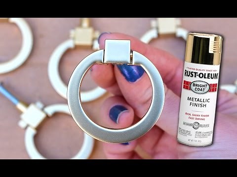 HOW TO Spray Paint Drawer Pulls / Knobs - GOLD || Lucykiins