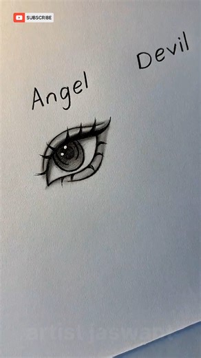 Eye drawing angel VS devil #howtodraw #art #drawing #artsist #shorts