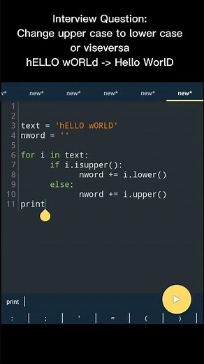 Interview question: Convert upper case to lower case in python #shorts #coding #python #programming