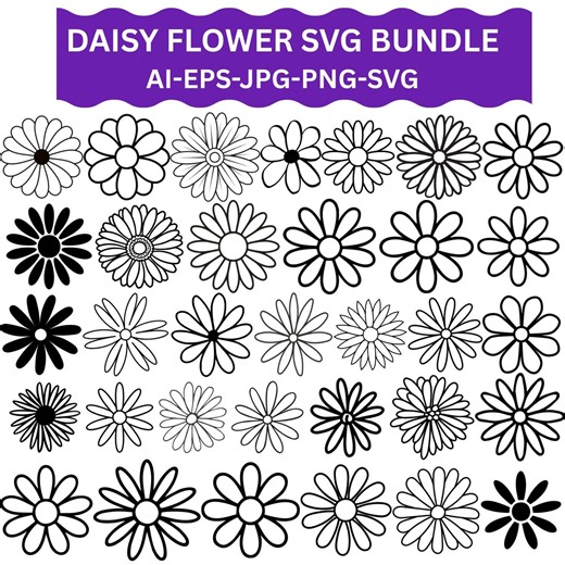 Daisy SVG Bundle: Flower Cut Files for Cricut (digital Download) - Etsy