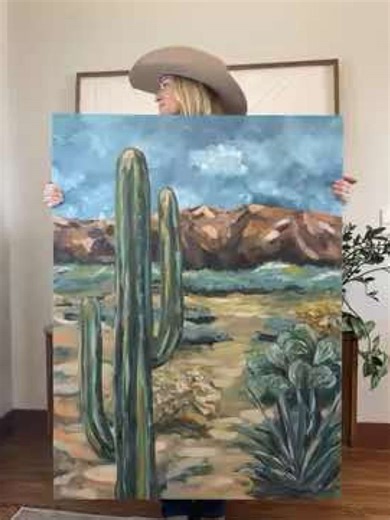 This painting is for sale>> link here: https://awsi1b-2x.myshopify.com/products/original-art-work-turquoise-rodeo-queen-large-copy?variant=45790413553825 or in bio : original paintings #painting #cactus #arizona #southwest