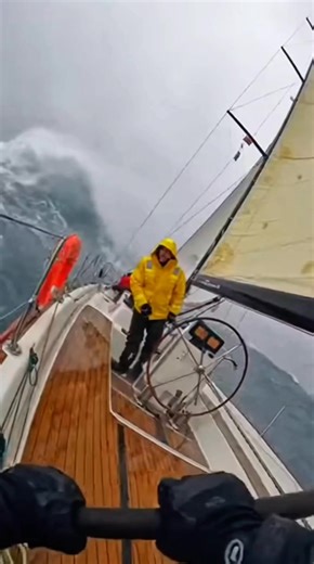 Heavy Weather Sailing: Full Focus at the Helm ⚓️ ​#Sailing #HeavyWeatherSailing #RoughSeas #Yachting #SailingLife #StormSailing #OceanAdventure #SailingLovers #BigWaves #Helmsman #SailingPassion #ViralReels | Sailing Lover