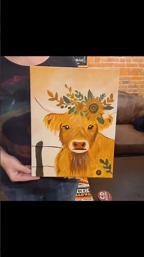 Paint and Sip Canvas Painting Honey Highland Cow! #stepbysteppainting #paintandsip #painting