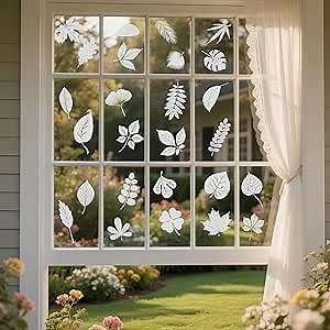 Stop Birds from Hitting Windows, Anti-Collision Window Stickers-Window Decals to Prevent Bird Strikes,Static Decals for Glass Doors & Windows,Window Cling Stickers for Home Decoration (Leaf)