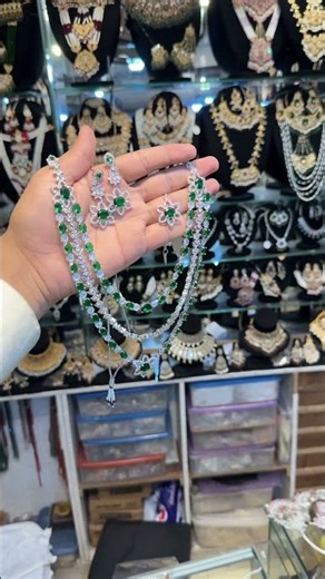 Original Ad American Diamond Stones Necklace Set 3Layer For Bridal Walima Wear #shorts #foryou
