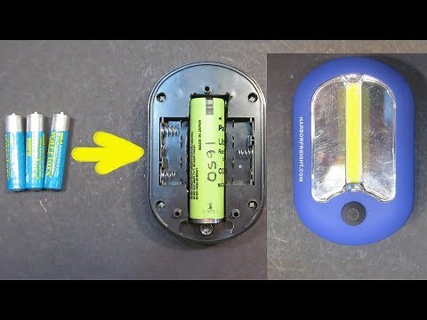 DIY: Hack the newer Harbor Freight Magnetic flashlight Version 2.0 to run on 18650 battery