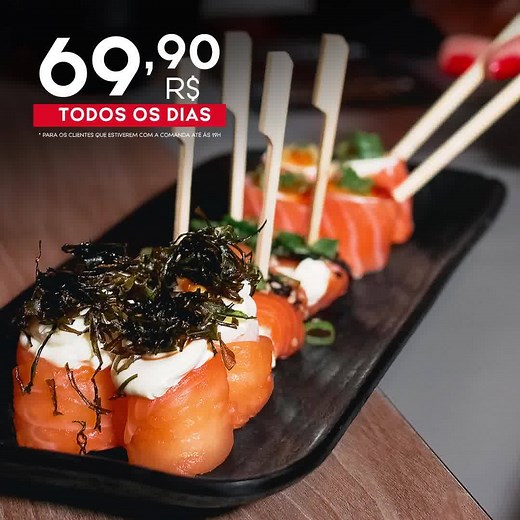 Rodízio Sushi da Praça: a maior variedade do Rio de Janeiro. R$ 69,90 no valor promocional, até às 19h TODOS OS DIAS. *Não válido para fila de espera *Não válido para datas comemorativas Nossas unidades: 📍 BARRA DA TIJUCA 📞3268-6014 📍 RECREIO 📞2437-0066 📍 VALQUEIRE 📞2453-7005 📍 TAQUARA 📞3264-2374 📍 VISTA ALEGRE 📞3486-4856 | Sushi da Praça