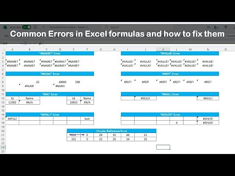 Common Errors in Excel formulas and how to fix them