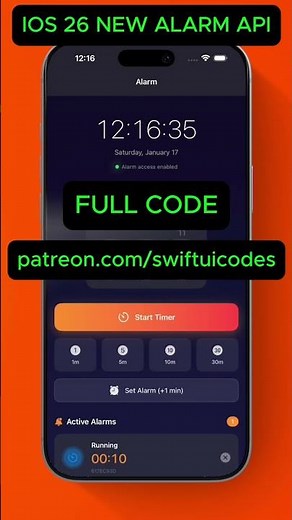 🎯 SwiftUI Alarm & Timer App (iOS 26 API) ⏰🔥 Full Source Code #swiftui #appdevelopment #alarmkit