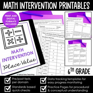Math Intervention 6th Grade Binder Yearlong RTI Progress Monitoring Bundle