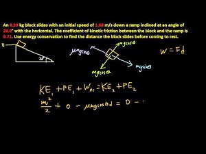 Finding Distance of a Block Sliding Down a Ramp with Friction