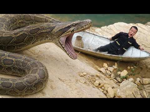 Dwarf Family Attacked by Giant Python While Fishing - Primitive Survival