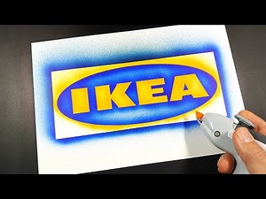 How to draw IKEA logo with a stencil | Logo art | Stencil art