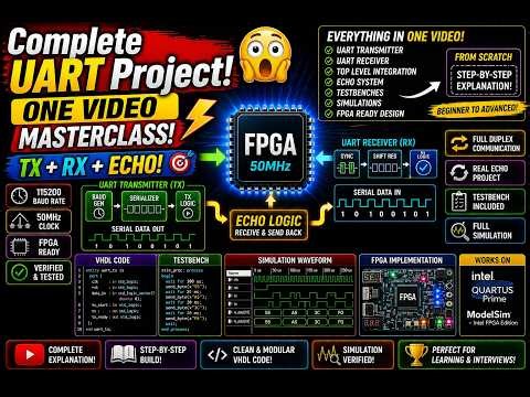 Complete UART Project in VHDL | Complete Project from Scratch with explanation (Step-by-Step)