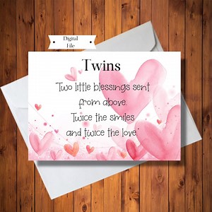 Card for Twins, Congratulations for Twins Card, Gender Neutral Baby Shower Card, DIGITAL FILE, Instant Download - Etsy