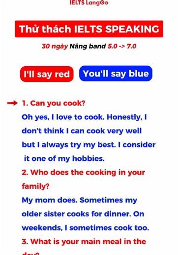 Thử thách IELTS Speaking từ 5.0 - 7.0 trong 30 ngày
