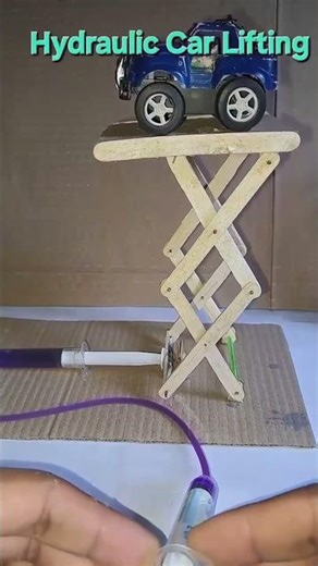 Hydraulic car lifting #shorts #dcmotor #hydraulic #diy #tech