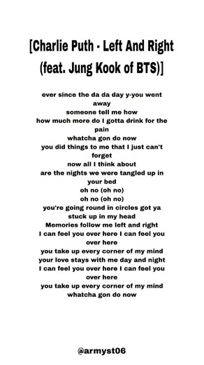 Charlie Puth - Left And Right (feat. Jung Kook of BTS) [lyrics]