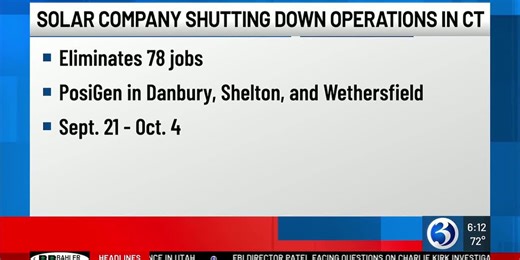 Solar power company plans to shut down operations in Connecticut
