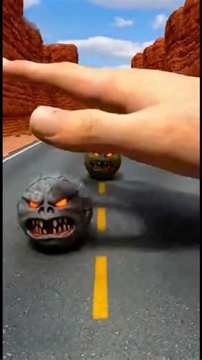 Giant Hand Slaps Big & Small Moon Balls on Highway 💥