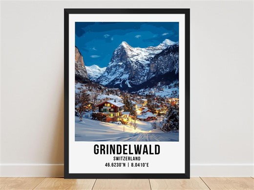 Grindelwald Travel Poster, Grindelwald Travel Print, Grindelwald Switzerland Wall Art, Grindelwald Home Decor Grindelwald Ski Resort Prints, - Etsy