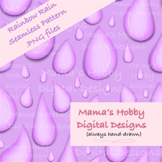 Purple Rain, Rainbow Rain, Tear Drops, Seamless Pattern File - Etsy Canada