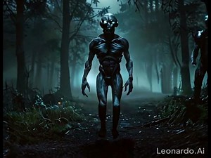 Aliens walking through town creepy halloween spooky horror