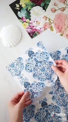 So charming! 🐚✨ #decoupaged #decoupagepaper #decoupageshells #decoupageideas #trinketdishes 📷: Kirsten Nunez