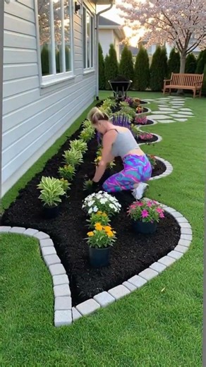 🌸 DIY Curved Flower Bed Along House