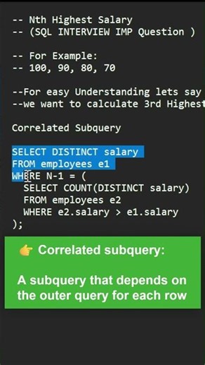 Find Nth Largest Salary in SQL 🚀 #SQLTricks #sql #learnsql #codinginterview