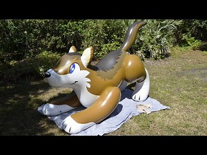 Giant Brown Wolf Ride-On Pool Toy from Puffy Paws Toys