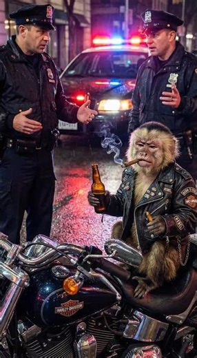 Biker Monkey Gets Pulled Over… And Escapes Like a Legend 🐒🏍️💨|#funnyvideo #aigenerated