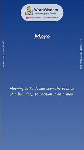 What does "Mere" mean? | English vocabulary shorts | #mere #wordwisdom
