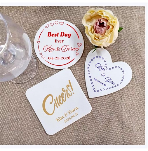 Wedding Party Coaster, Personalized Coasters for Bridal Shower, Engraved Rustic Coasters, Housewarming Gift Set