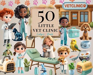 Little Vet Clinic Clipart Pets and Medical Tools Clipart Cute Doctor PNG Nurse Clipart Healthcare PNG Kids Clipart | Commercial Use Clipart - Etsy