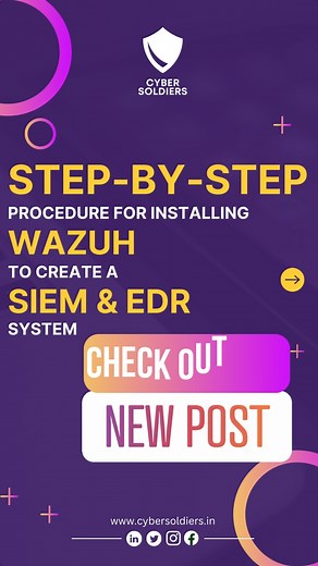  Enhance your cybersecurity defenses with Wazuh! Follow these step-by-step instructions to install Wazuh and build a powerful SIEM and EDR system. Protect your endpoints and monitor security events effectively. #wazuhinstallation #siemandedr #cybersecuritysolutions #stepbystepguide #endpointprotection #securityinformation #eventmanagement #edrsystem | CyberSoldiers | Facebook